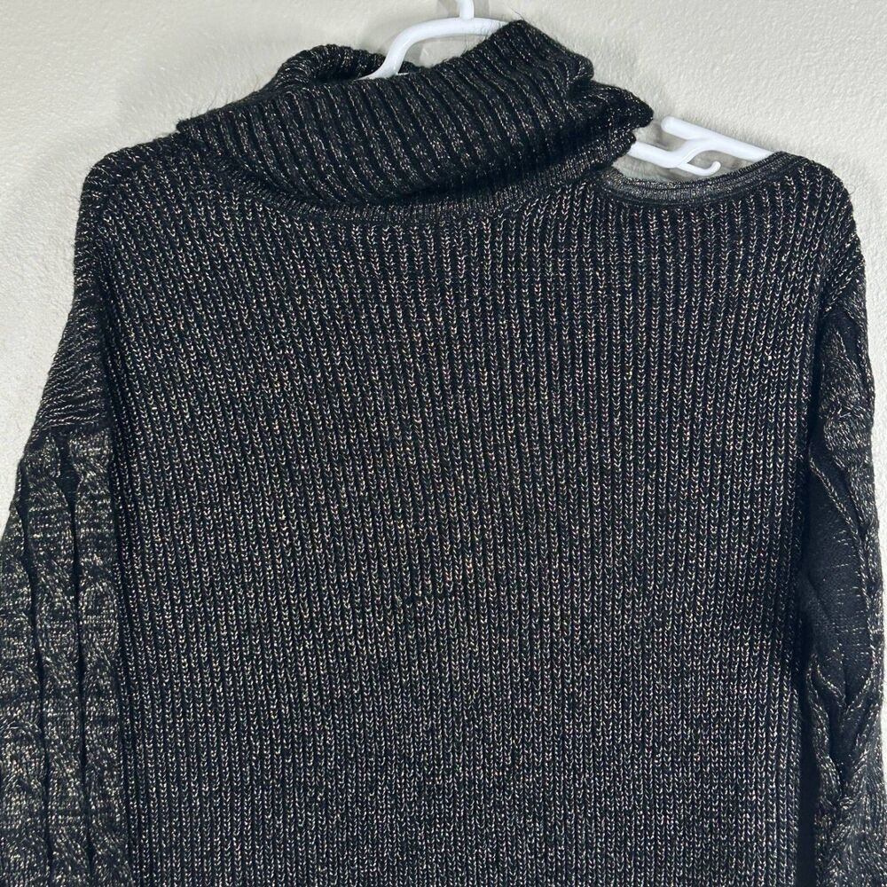 Torrid Sweater Womens 1 Black Metallic Turtleneck Cable Long Sleeve Knit Top